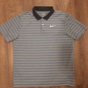 Nike Dri Fit, Golf Shirt,  Blue/White Striped,  Men's,  Size Large